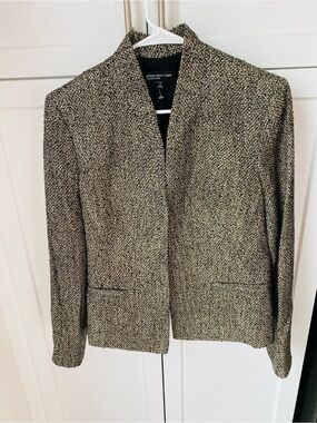 Jones New York Women's Tweed Open-Front Jacket in Black & Gold size 12